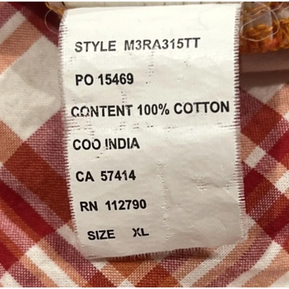 True Religion Mens Orange Red Plaid Western Pearl Snap Shirt XL M3RA315TT